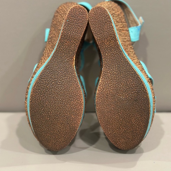 Spring Step Turquoise Beaded Wedge Sandals - Picture 7 of 9